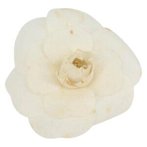 CHANEL Camelia Brooch Nylon White